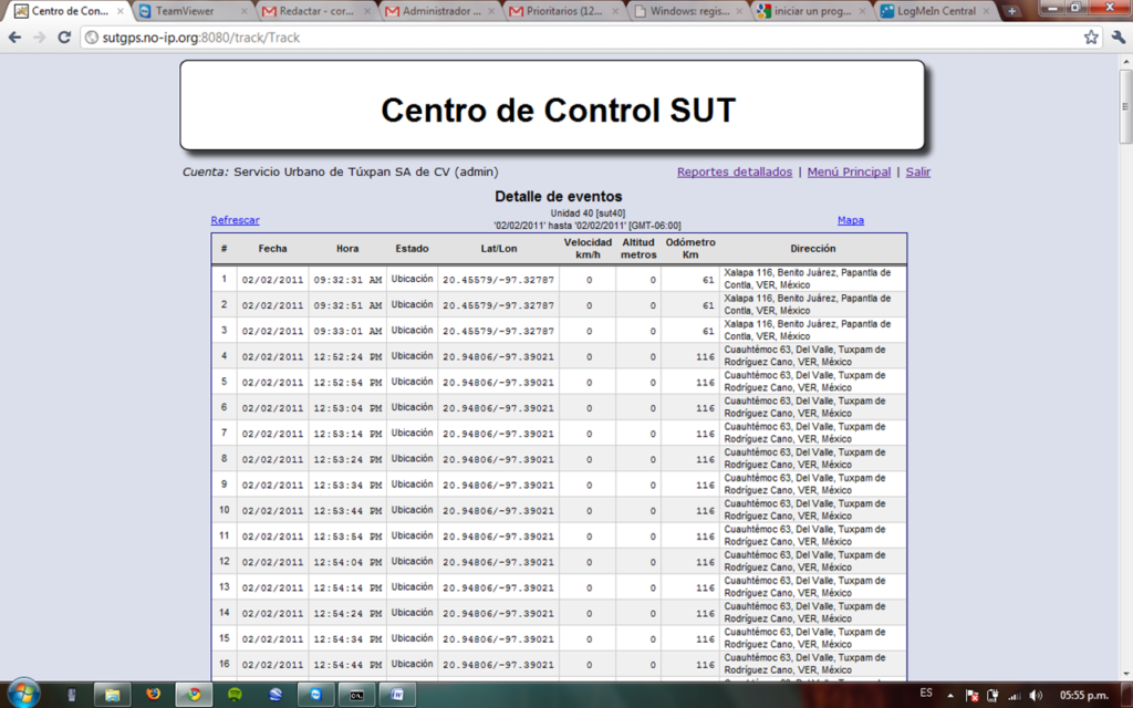 SUT Control Center — operational map and detailed event report